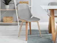 Krzesło VINCE z bukowego drewna gięte i szarej tkaniny - nowoczesna forma