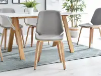 Krzesło VINCE z bukowego drewna gięte i szarej tkaniny - solidna konstrukcja