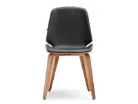 Drewniane krzesło VINCE ORZECH - CZARNA SKÓRA - przód