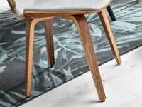 Krzesło tapicerowane z drewna giętego VINCE orzech - szare - drewniana podstawa