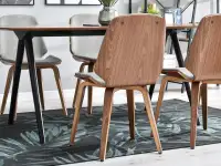 Krzesło tapicerowane z drewna giętego VINCE orzech - szare - subtelny tył