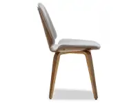 Krzesło tapicerowane z drewna giętego VINCE orzech - szare - bok