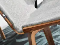 Krzesło tapicerowane z drewna giętego VINCE orzech - szare - drewno gięte