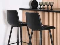 Krzesło barowe skóra ekologiczna NEVA CZARNE - czarne krzesło do wyspy