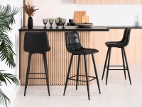 Krzesło barowe skóra ekologiczna NEVA CZARNE - hoker skórzany do kuchni