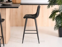 Krzesło barowe skóra ekologiczna NEVA CZARNE - minimalistyczny hoker