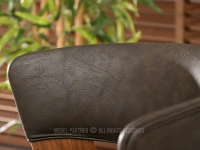 Krzesło barowe drewniane 70 BRĄZ ANTIC - ORZECH - oryginalna struktura skóry eko
