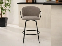Krzesło barowe tapicerowane SIMON BEŻ BOUCLE - CZARNY - beżowe krzesło barowe boucle