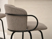 Krzesło barowe tapicerowane SIMON BEŻ BOUCLE - CZARNY - designerskie krzesło barowe