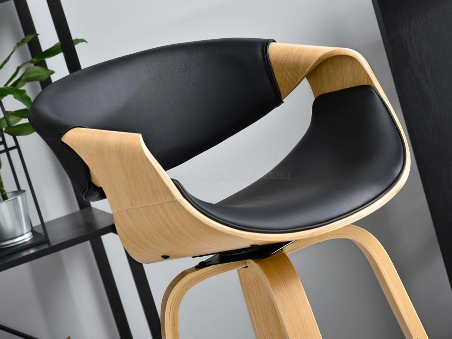 Krzesło barowe z drewna giętego BENT NR 51 DĄB I CZARNY - siedzisko