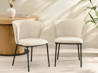 Krzesło do jadalni BEŻOWE TKANINA KUMAR CZARNE NOGI - STYLOWY DESIGN