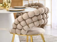 Krzesło do jadalni glamour LUCY BEŻ- ZŁOTY - designerskie oparcie