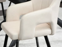 Krzesło do jadalni z ekoskóry CORBET KREMOWY - CZARNY - wygodne krzesło z podłokietnikami