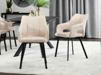 Krzesło do jadalni z ekoskóry CORBET KREMOWY - CZARNY - kremowe krzesła tapicerowane do jadalni