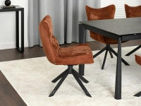 Krzesło fotelowe NANCY MIEDZIANE - CZARNA PODSTAWA - designerskie krzesło