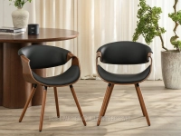 Krzesło vintage ze skóry ekologicznej BENT orzech-czarny - skórzane krzesło do jadalni