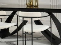 Krzesło KREMOWE welurowe MALAGA - CZARNE NOGI - minimalistyczny design