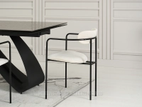Krzesło KREMOWE welurowe MALAGA - CZARNE NOGI - modne krzesło do stołu