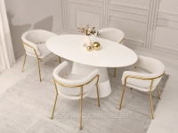Krzesło kubełkowe do jadalni SORIN KREMOWY - ZŁOTE NOGI - eleganckie krzesła glamour