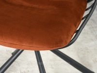 Krzesło do salonu ażurowe BOSTON MIEDZIANY - CZARNY - przyjemny w dotyku materiał 