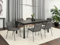 Krzesło minimalistyczne AGNAR SZARE - METALOWY STELAŻ - w aranżacji ze stołem TORETO