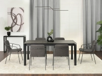Krzesło minimalistyczne AGNAR SZARE - METALOWY STELAŻ - w aranżacji ze stołem TORETO