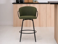 Krzesło obrotowe barowe SIMON ZIEONY BOUCLE - CZARNY - modne krzesło z tkaniny baranek