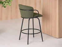 Krzesło obrotowe barowe SIMON ZIEONY BOUCLE - CZARNY - eleganckie krzesło barowe