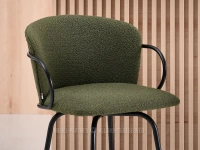 Krzesło obrotowe barowe SIMON ZIEONY BOUCLE - CZARNY - krzesło barowe z oparciem