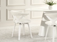 Krzesło obrotowe w BIAŁEJ tkaninie boucle BONITO BIAŁY - minimalistyczny design