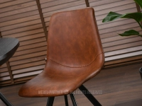 Stylowe BRĄZOWE krzesło vintage PROXI PODSTAWA CZARNY - tkanina cowboy z przeszyciami 