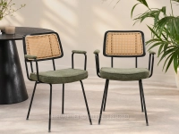 Krzesło rattanowe retro CECIL KHAKI TKANINA  - KRZESŁO W STYLU RETRO