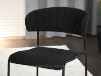 Krzesło tapicerowane CZARNE NILDA BOUCLE - eleganckie przeszycia widoczne na oparciu 