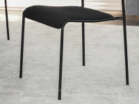 Krzesło tapicerowane CZARNE NILDA BOUCLE - elegancka, czarna podstawa 