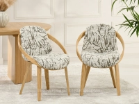 Krzesło z motywem botanicznym KREMOWO-SZARY LAGOS DĄB - ponadczasowy design