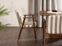 Tapicerowane krzesło z grubej plecionkii BEŻ - BRĄZ LOFOT ORZECH - pasiaste krzesło 
