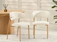 Krzesło modern classic IZOLDA KREM BOCULE NOGI DĄB - eleganckie krzesło do jadalni