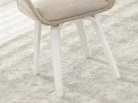 Krzesło drewniane BIAŁE tapicerowane BEŻOWA BOUCE TORIZ - stabilna podstawa