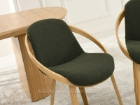 DĘBOWE krzesło do stylowej jadalni ZIELONY BOUCLE LAGOS - oryginalny design siedziska