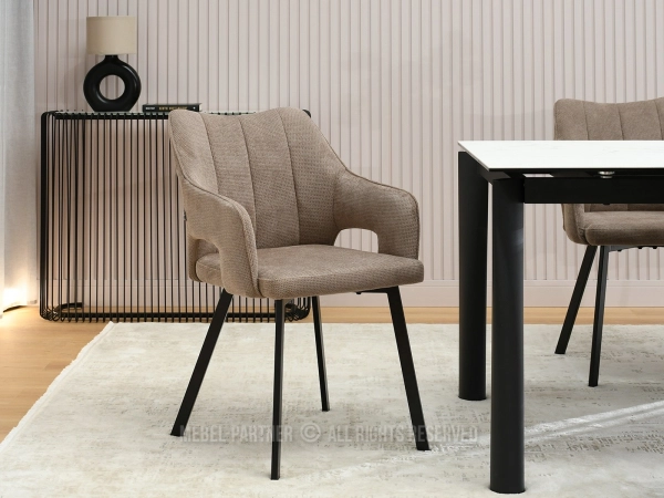 Beżowe krzesła z otwartymi podłokietnikami dla Twojej przestrzeni - ergonomiczne i stylowe