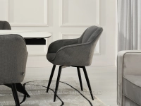 Krzesło z podłokietnikami BONA GRAFIT - CZARNY STELAŻ - kubełkowa forma