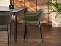 Krzesło z podłokietnikami ERWIN BOUCLE ZIELONY - CZARNY - ergonomiczne oparcie z podłokietnikami
