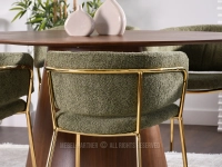 Krzesło ZIELONE SORIN tkanina boucle - ZŁOTA PODSTAWA - nowoczesne krzesło