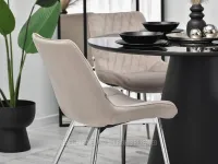 Krzesło welurowe BEŻOWE ADEL - nogi CHROM - gładko wykończony tył