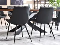Krzesło ze skóry ekologicznej czarne ADEL NOGA METAL - tapicerowany tył