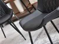 Krzesło ze skóry ekologicznej czarne ADEL NOGA METAL - lamowanie w kolorze