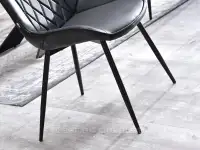 Krzesło ze skóry ekologicznej czarne ADEL NOGA METAL - stabilna noga
