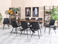 Krzesło ze skóry ekologicznej czarne ADEL NOGA METAL - w aranżacji ze stołem RETRO