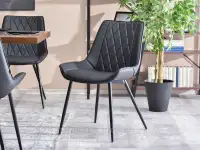 Krzesło ze skóry ekologicznej czarne ADEL NOGA METAL - bryła siedziska