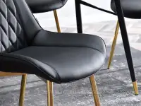 Krzesło do jadalni tapicerowane ekoskórą ADEL CZARNY - ZŁOTY - wygodne siedzisko